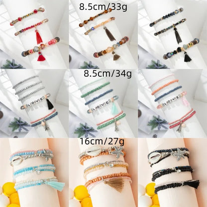 Casual Simple Style Letter Starfish Artificial Crystal Beaded Women'S Bracelets