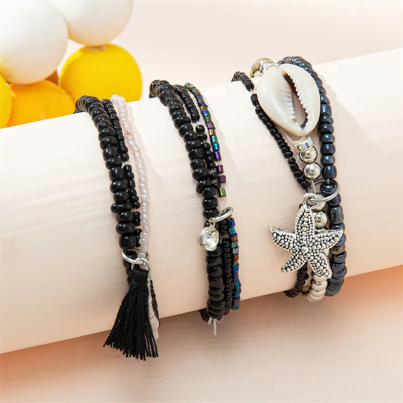 Casual Simple Style Letter Starfish Artificial Crystal Beaded Women'S Bracelets