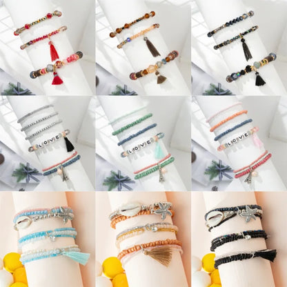 Casual Simple Style Letter Starfish Artificial Crystal Beaded Women'S Bracelets