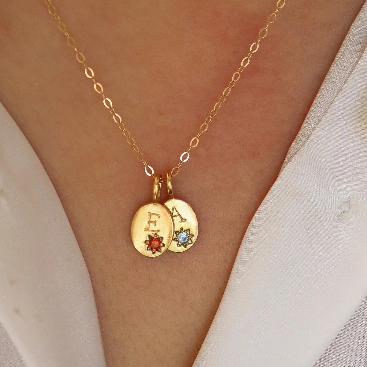 Casual Simple Style Letter Titanium Steel Plating Inlay Zircon 18k Gold Plated Pendant Necklace