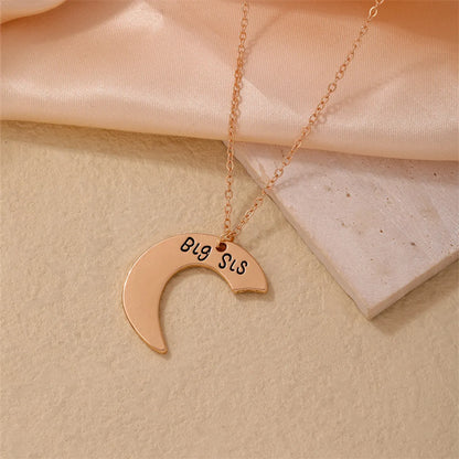 Casual Simple Style Moon Heart Shape Stainless Steel Patchwork Pendant Necklace