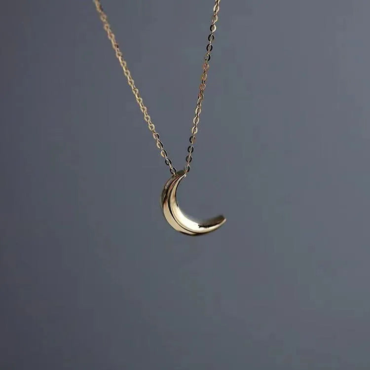 Casual Simple Style Moon Sterling Silver Plating Gold Plated Pendant Necklace