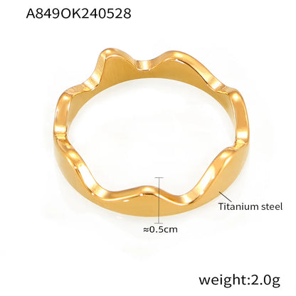 Casual Simple Style Mountain Sea Wave 304 Stainless Steel Plating 18K Gold Plated Unisex Rings