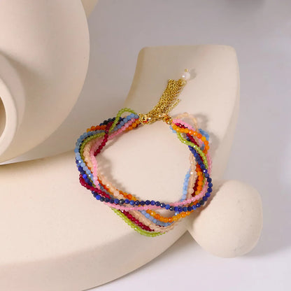 Casual Simple Style Multicolor Mixed Materials Beaded Plating 18k Gold Plated Women's Bracelets