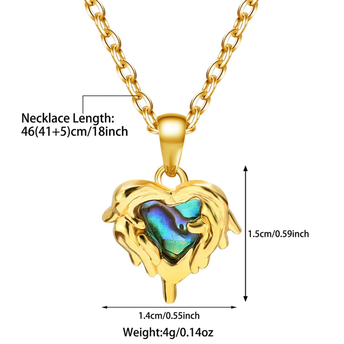 Stainless Steel Copper Casual Simple Style Inlay Plating Heart Shape Oval Shell Pendant Necklace