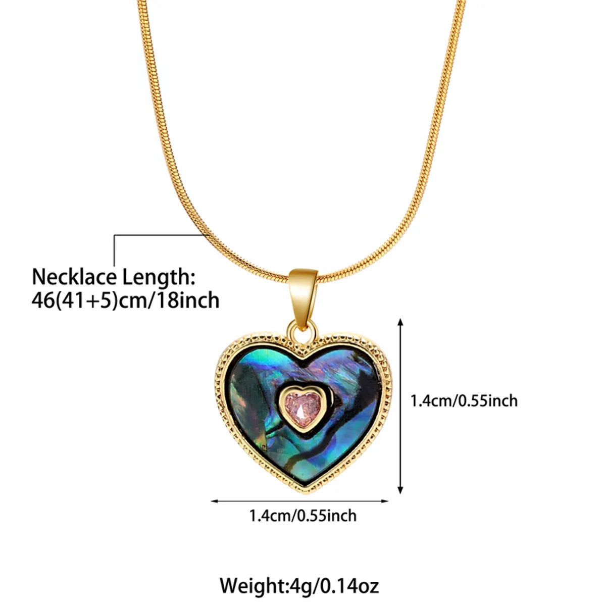 Stainless Steel Copper Casual Simple Style Inlay Plating Heart Shape Oval Shell Pendant Necklace