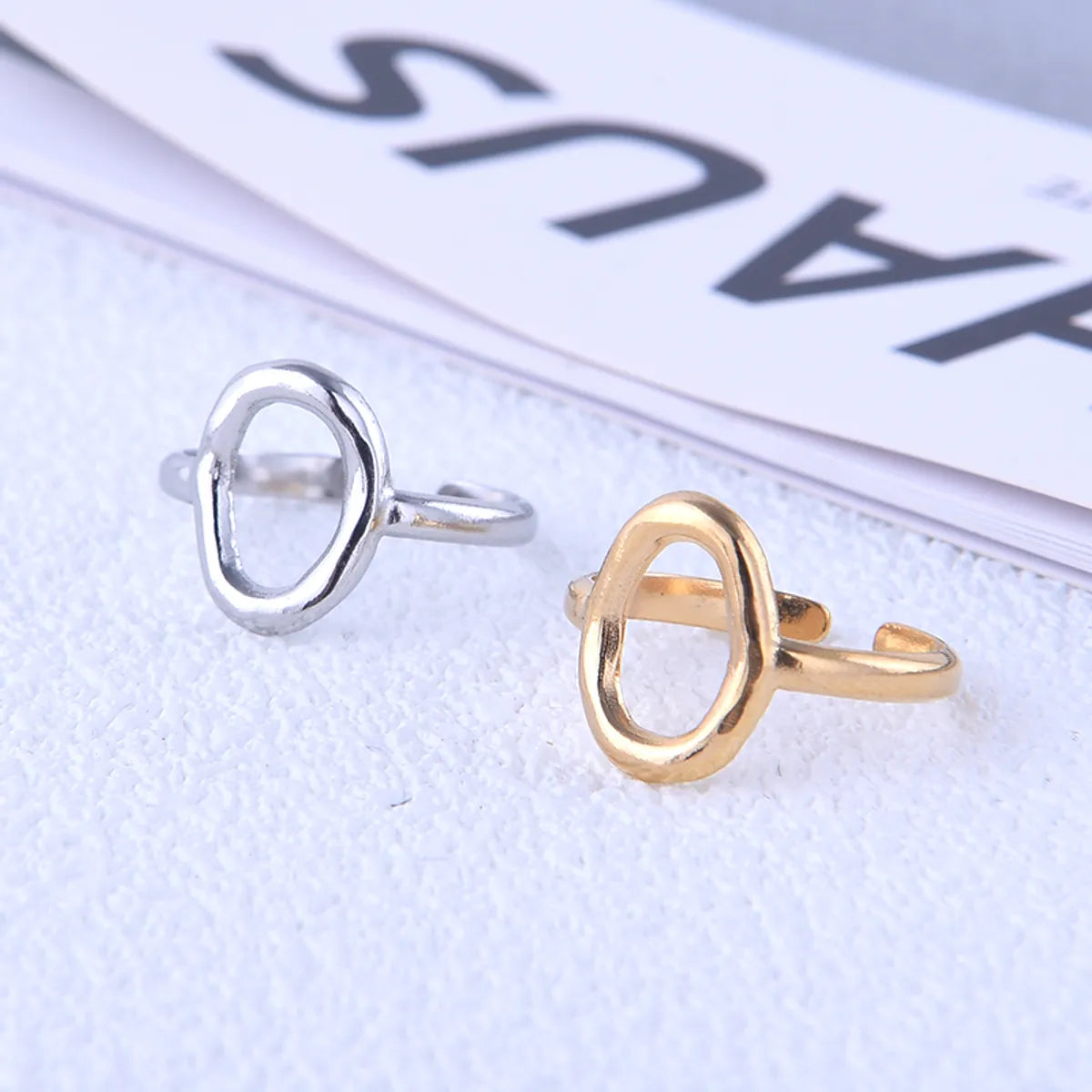 Casual Simple Style Oval Stainless Steel Plating 18k Gold Plated Open Rings