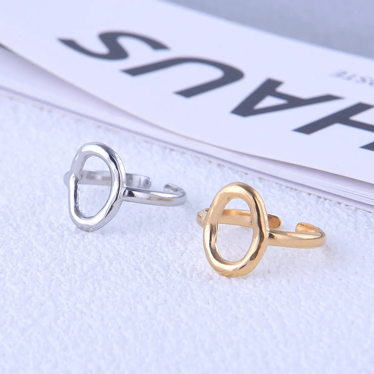 Casual Simple Style Oval Stainless Steel Plating 18k Gold Plated Open Rings