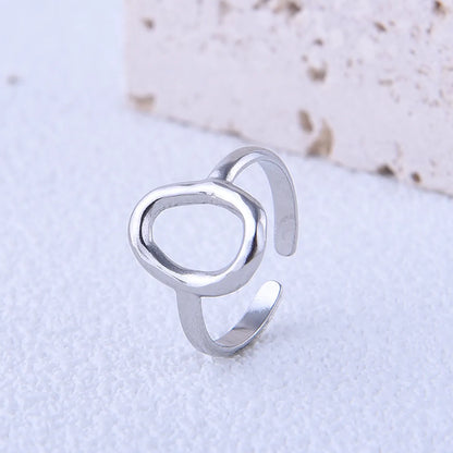 Casual Simple Style Oval Stainless Steel Plating 18k Gold Plated Open Rings