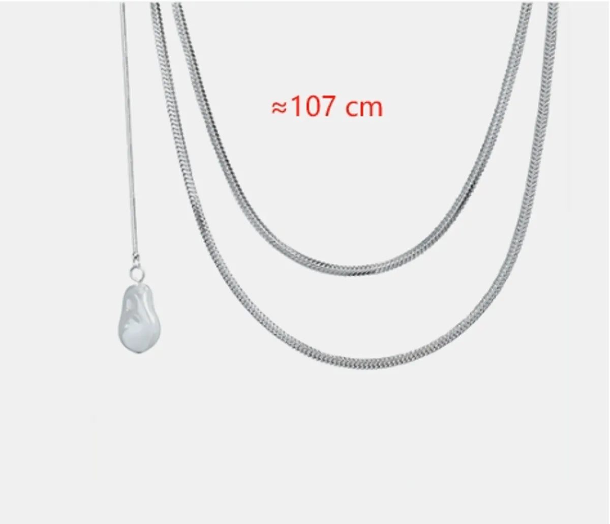 Casual Simple Style Pearl Titanium Steel Plating Layered Necklaces