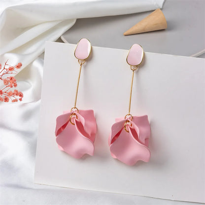 1 Pair Casual Simple Style Petal Stoving Varnish Arylic Drop Earrings