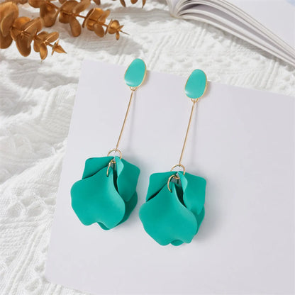 1 Pair Casual Simple Style Petal Stoving Varnish Arylic Drop Earrings