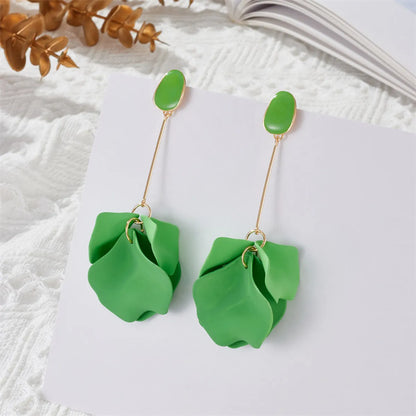 1 Pair Casual Simple Style Petal Stoving Varnish Arylic Drop Earrings