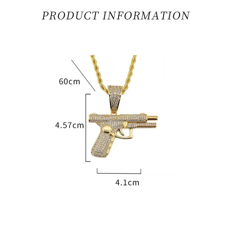 Casual Simple Style Pistol Alloy Inlay Rhinestones Unisex Pendant Necklace