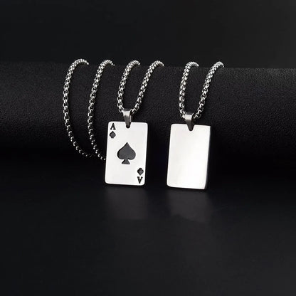 Casual Simple Style Poker Titanium Steel Polishing Enamel Unisex Pendant Necklace