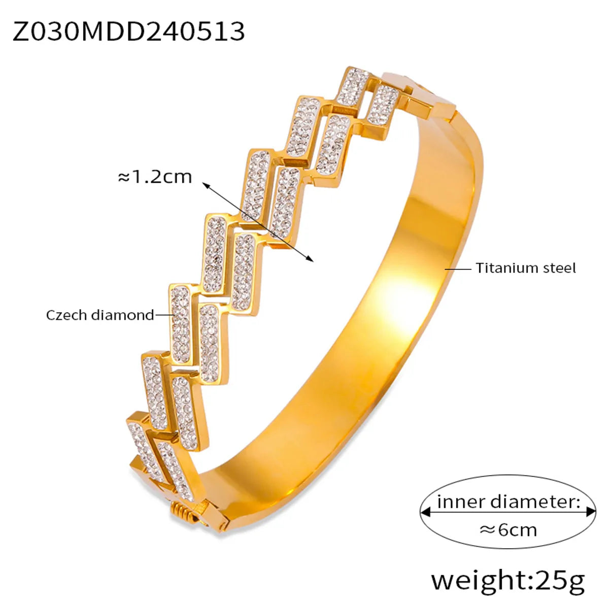 Casual Simple Style Quadrilateral Heart Shape 304 Stainless Steel 18K Gold Plated Rhinestones Bangle In Bulk