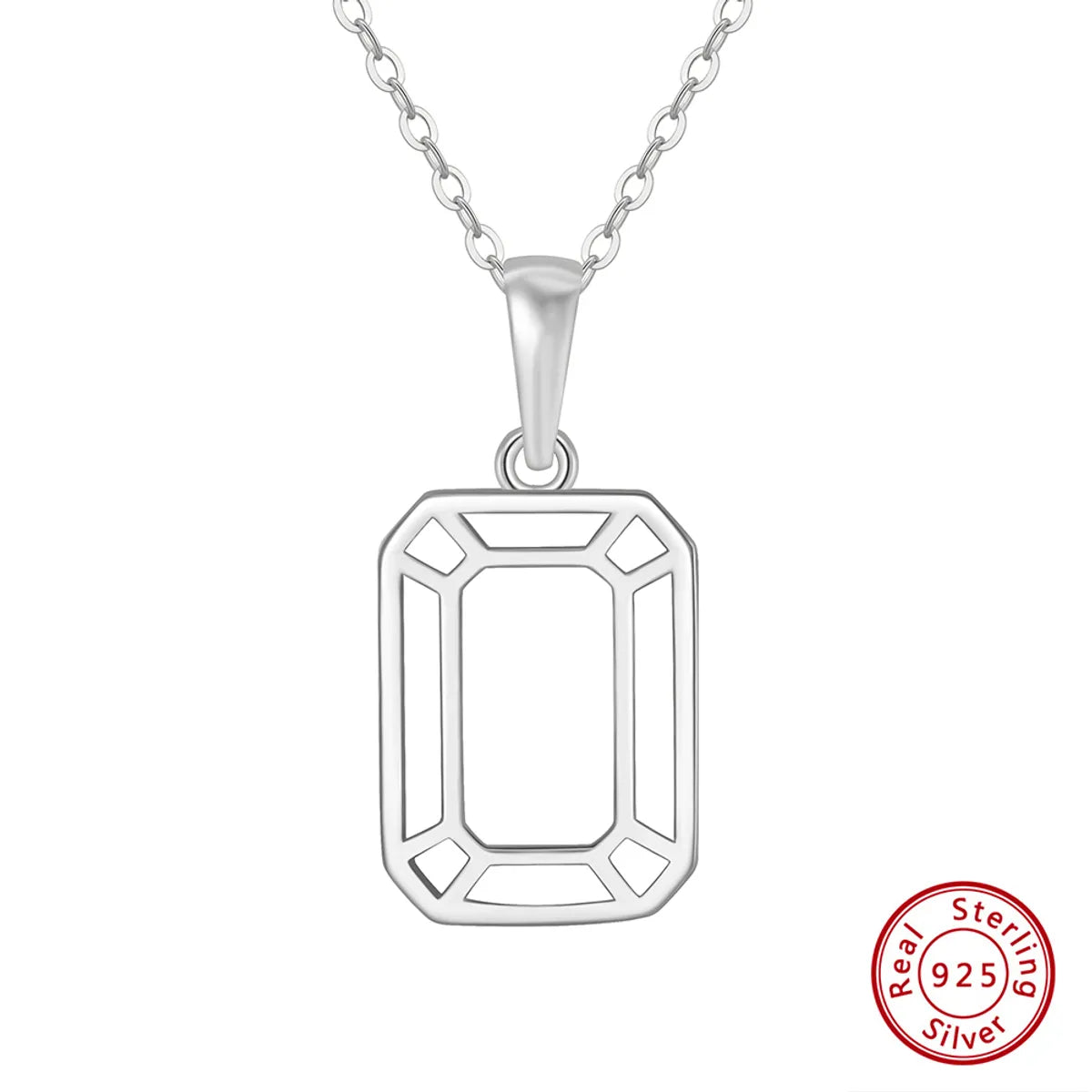 Casual Simple Style Rectangle Sterling Silver Plating Hollow Out 14k Gold Plated Silver Plated Pendant Necklace