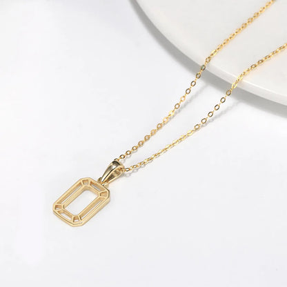 Casual Simple Style Rectangle Sterling Silver Plating Hollow Out 14k Gold Plated Silver Plated Pendant Necklace