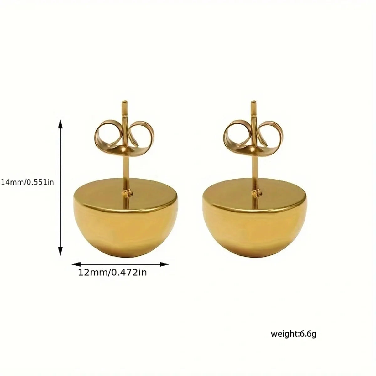 Casual Simple Style Round 201 Stainless Steel Gold Plated Ear Studs