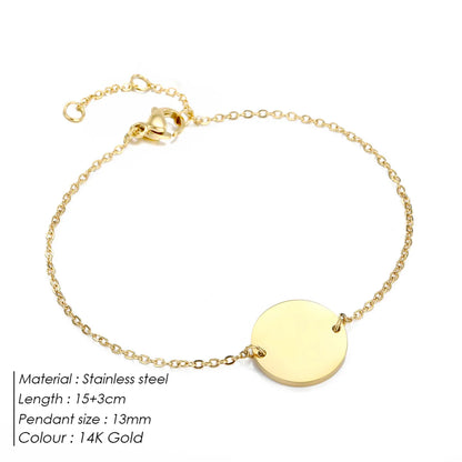 Casual Simple Style Round 304 Stainless Steel 14K Gold Plated Bracelets In Bulk