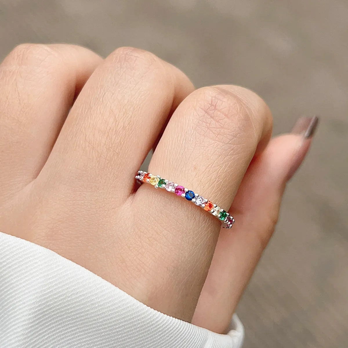 Casual Simple Style Round Alloy Plating Inlay Zircon Women's Open Ring