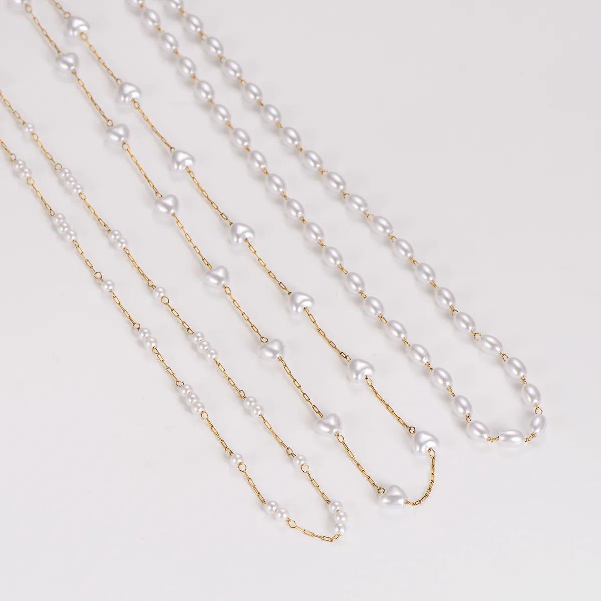 Casual Simple Style Round Heart Shape 304 Stainless Steel Artificial Pearl Wholesale Necklace