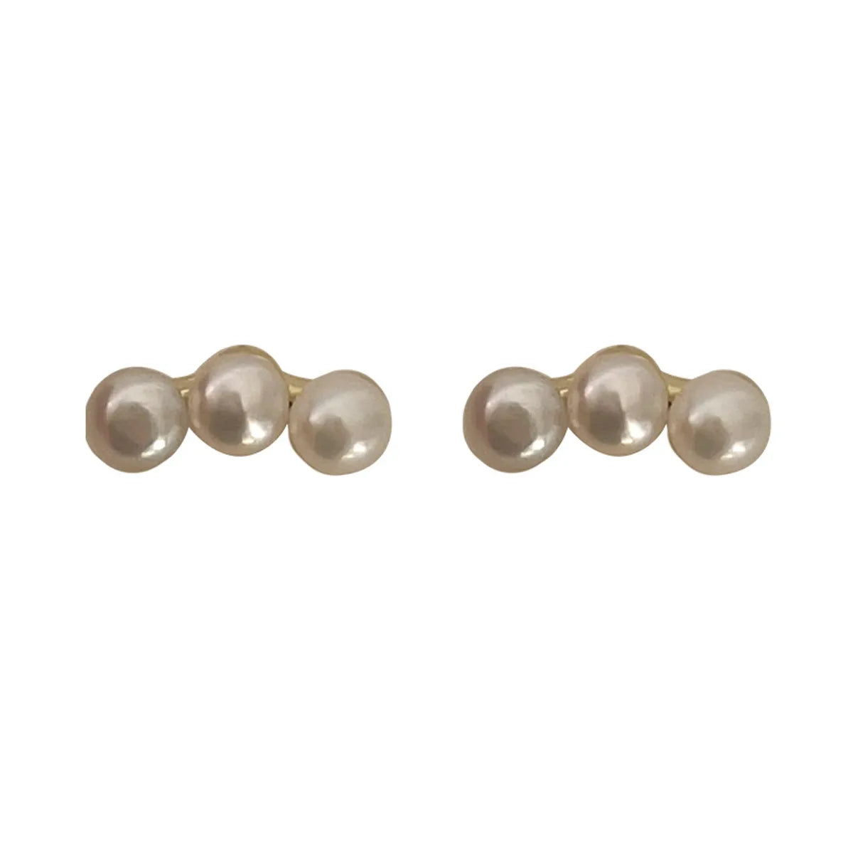 Casual Simple Style Round Imitation Pearl Metal Plating Inlay Pearl Women's Ear Studs