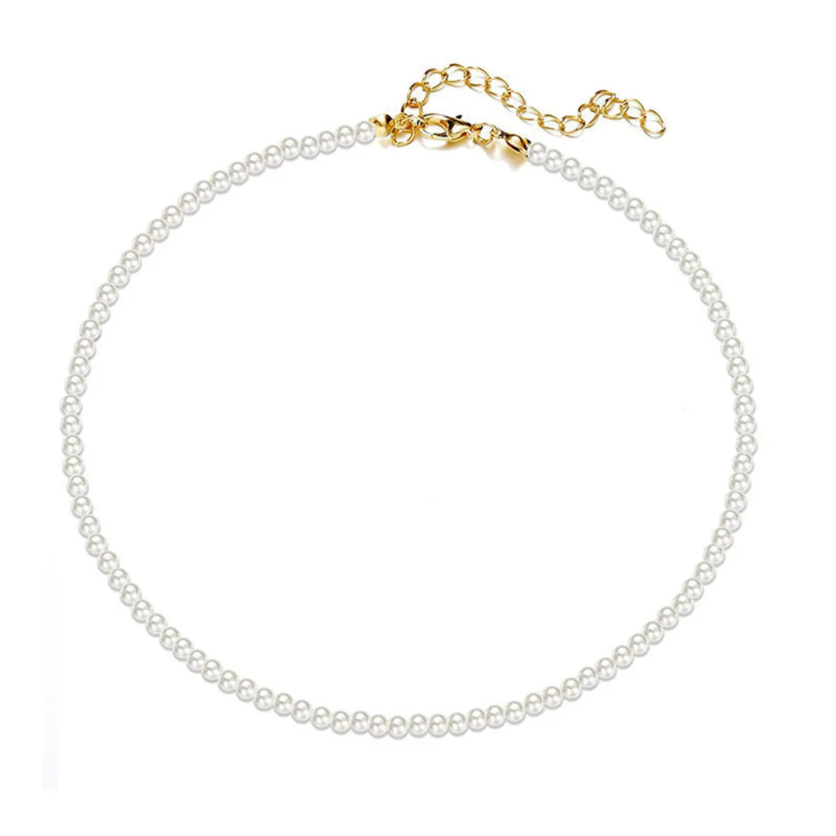 Casual Simple Style Round Imitation Pearl Titanium Steel Wholesale Necklace