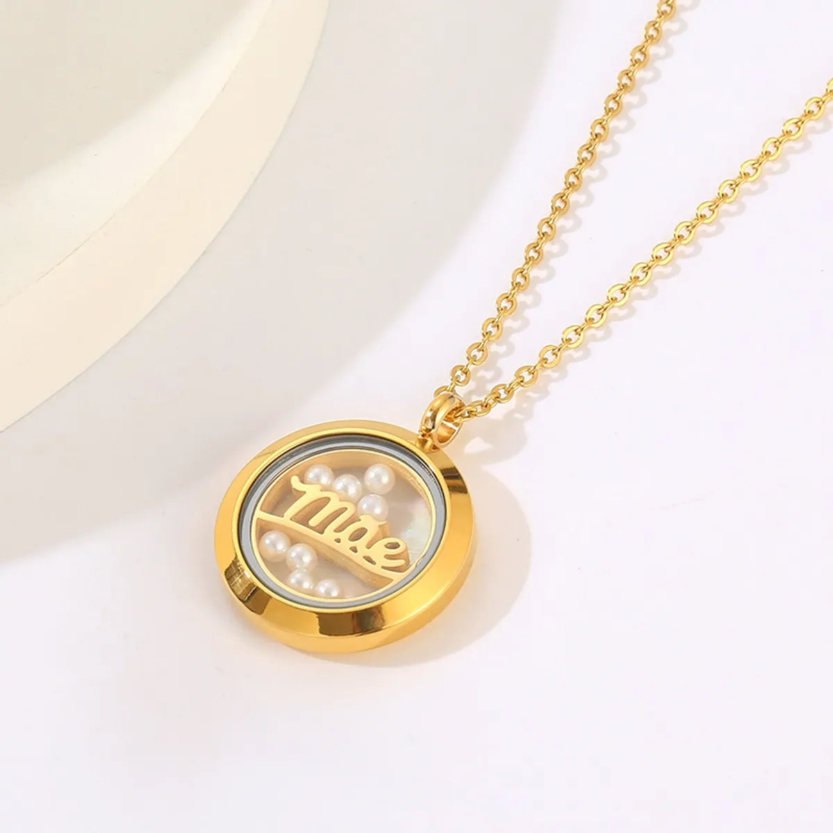 Casual Simple Style Round Stainless Steel Plating 18k Gold Plated Pendant Necklace