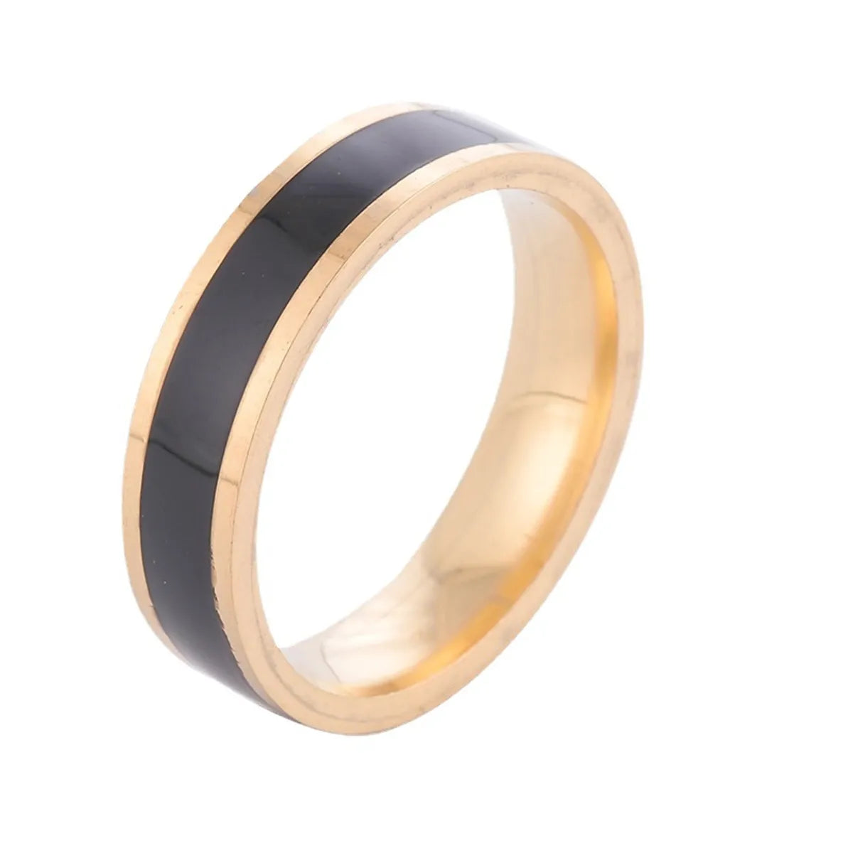 Casual Simple Style Round Stainless Steel Polishing Epoxy Plating Rings