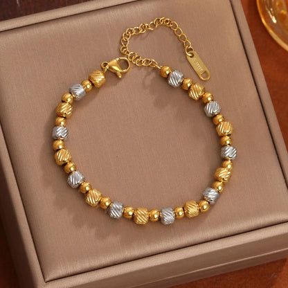 Casual Simple Style Round Titanium Steel 18K Gold Plated Bracelets In Bulk