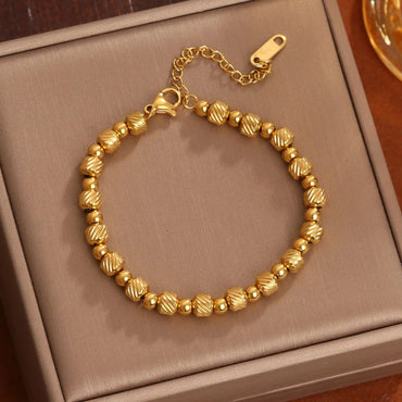 Casual Simple Style Round Titanium Steel 18K Gold Plated Bracelets In Bulk