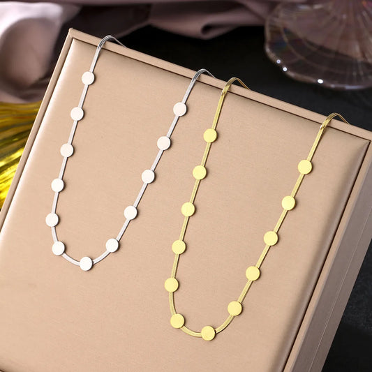 Casual Simple Style Round Titanium Steel Plating 18k Gold Plated Necklace