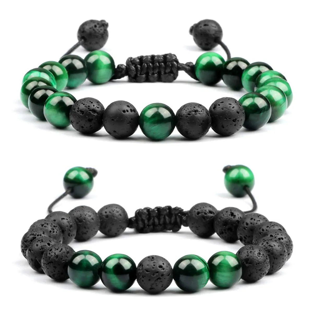 Casual Simple Style Round Volcanic Rock Tiger Eye Beaded Bracelets