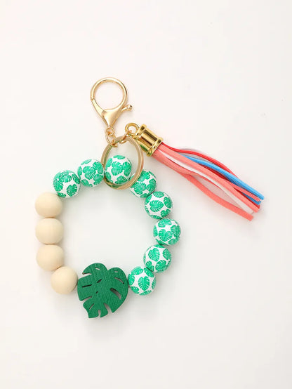 Casual Simple Style Round Wood Beaded Keychain