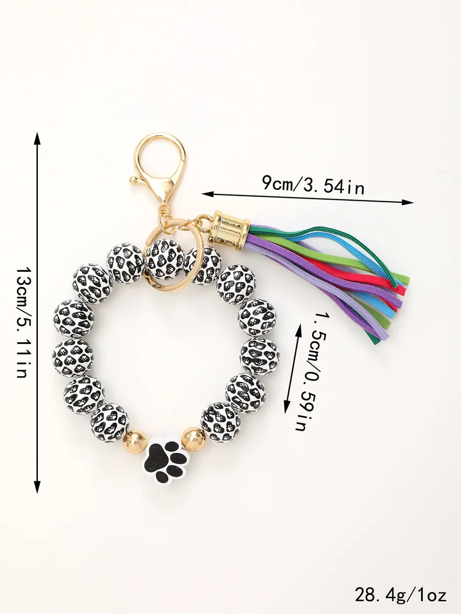 Casual Simple Style Round Wood Beaded Keychain