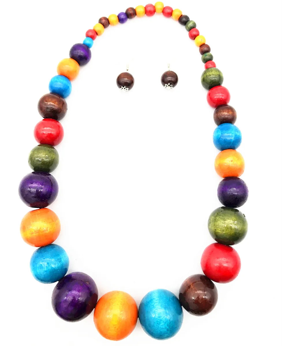 Casual Simple Style Round Wood Beaded Women'S Jewelry Set