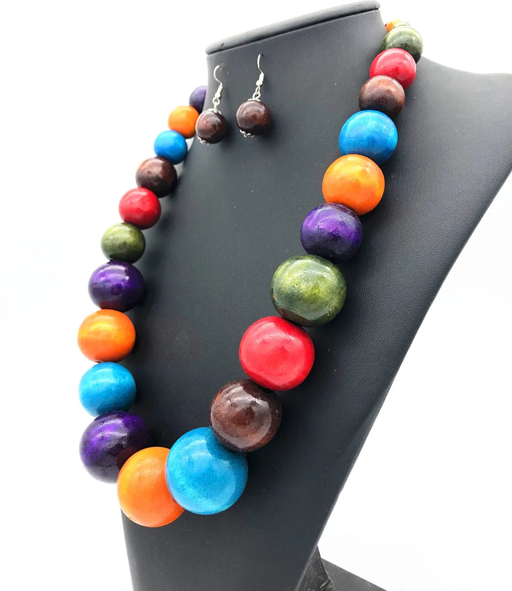 Casual Simple Style Round Wood Beaded Women'S Jewelry Set