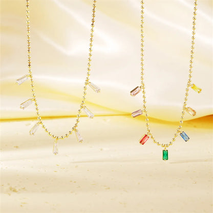 Casual Simple Style Shiny Colorful Copper Plating Inlay Zircon Gold Plated Necklace