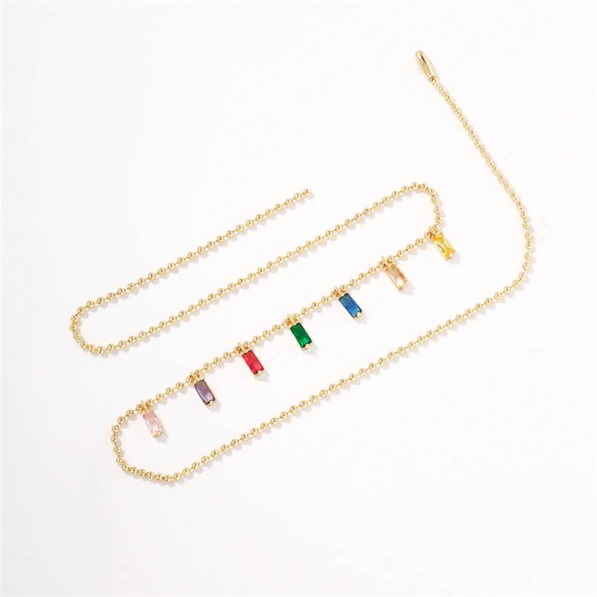 Casual Simple Style Shiny Colorful Copper Plating Inlay Zircon Gold Plated Necklace