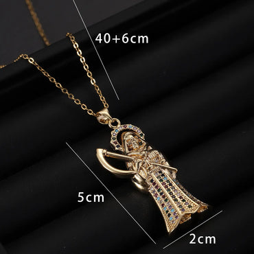 Casual Simple Style Shiny Human Copper Inlay Zircon Women'S Pendant Necklace