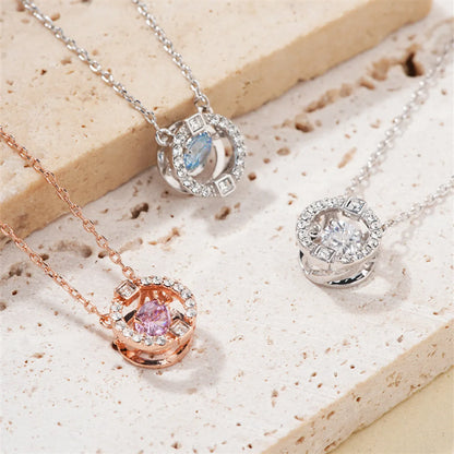 Casual Simple Style Shiny Round Copper Plating Inlay Zircon Rose Gold Plated White Gold Plated Pendant Necklace