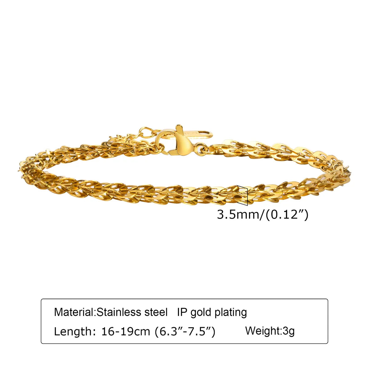 Casual Simple Style Solid Color 304 Stainless Steel 18K Gold Plated Bracelets In Bulk