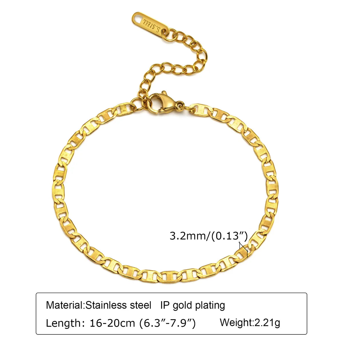 Casual Simple Style Solid Color 304 Stainless Steel 18K Gold Plated Bracelets In Bulk