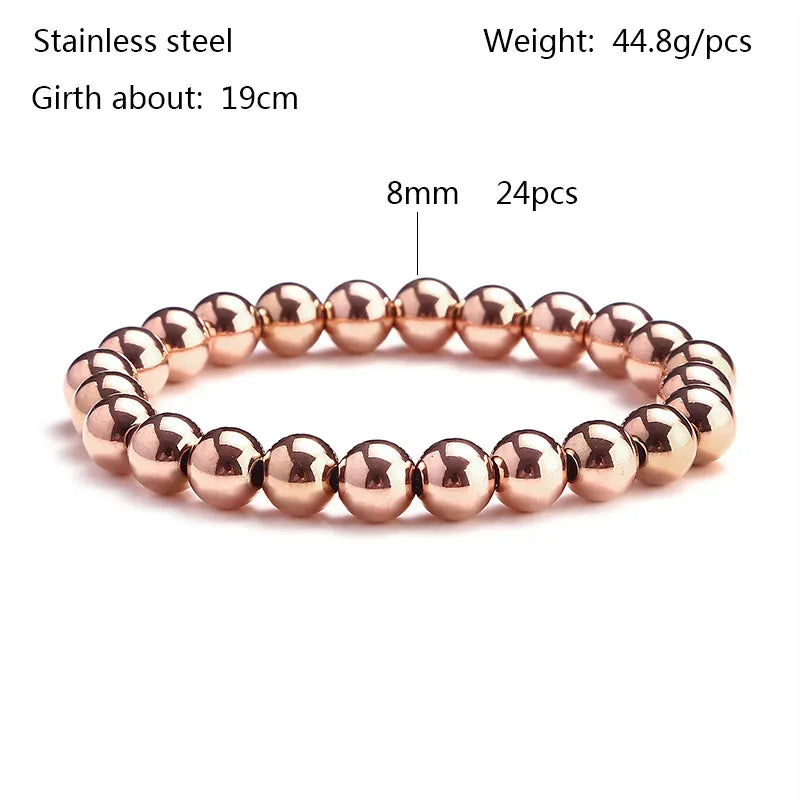 Casual Simple Style Solid Color 304 Stainless Steel Rose Gold Plated Bracelets In Bulk