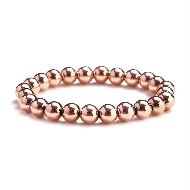 Casual Simple Style Solid Color 304 Stainless Steel Rose Gold Plated Bracelets In Bulk