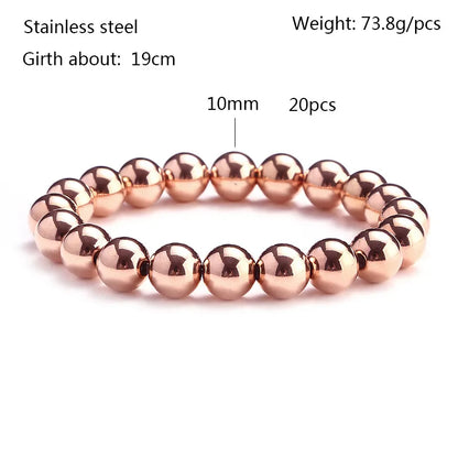 Casual Simple Style Solid Color 304 Stainless Steel Rose Gold Plated Bracelets In Bulk