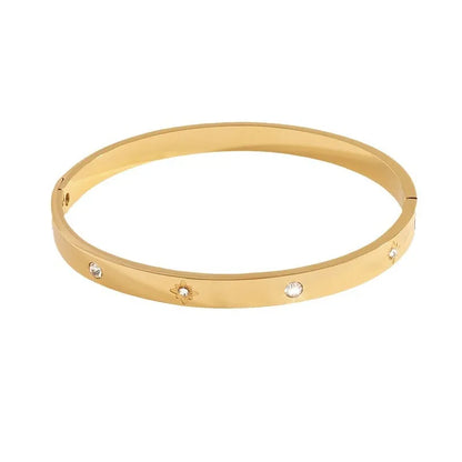 Casual Simple Style Solid Color 304 Stainless Steel Zircon Bangle In Bulk