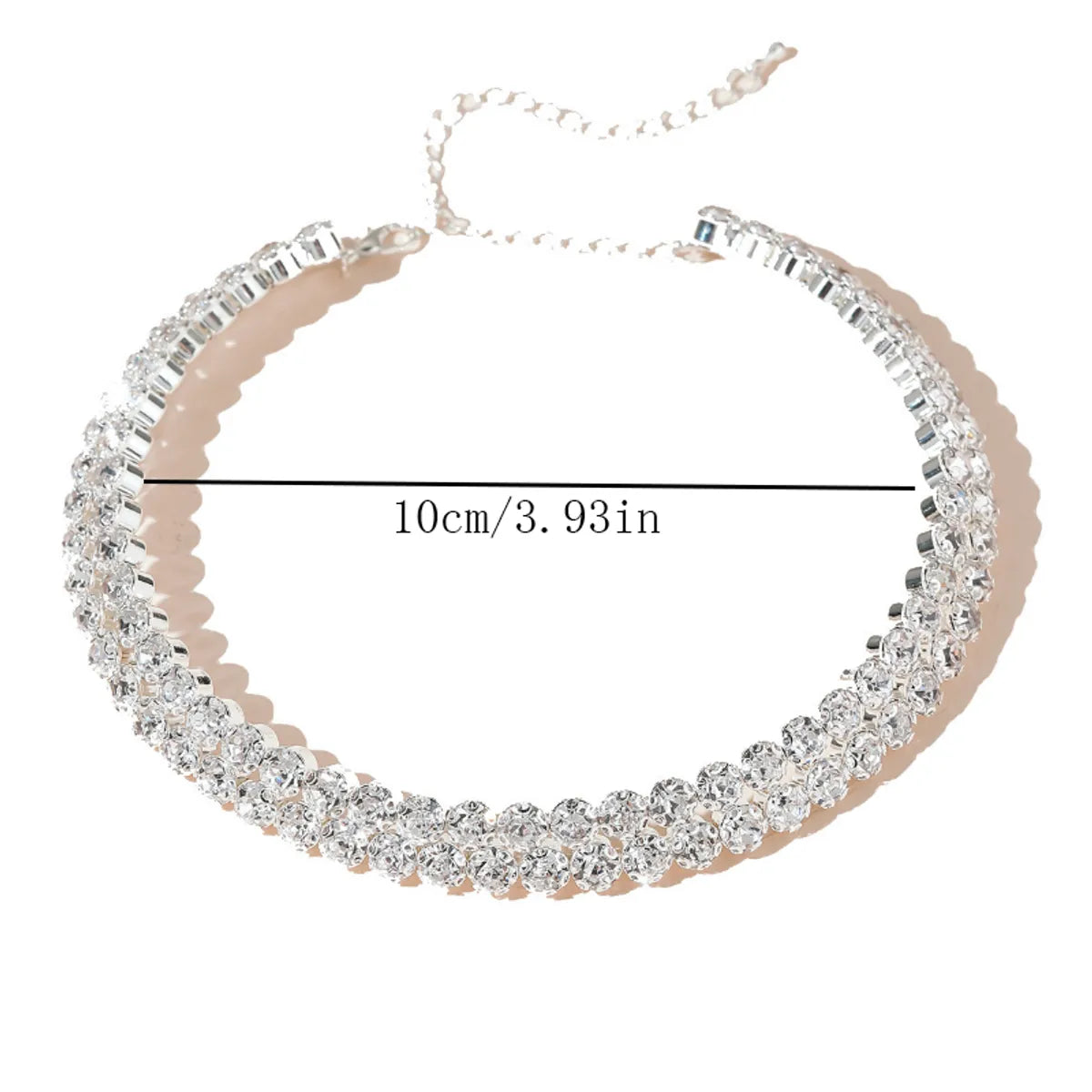 Casual Simple Style Solid Color Alloy Plating Inlay Rhinestones Silver Plated Women's Choker