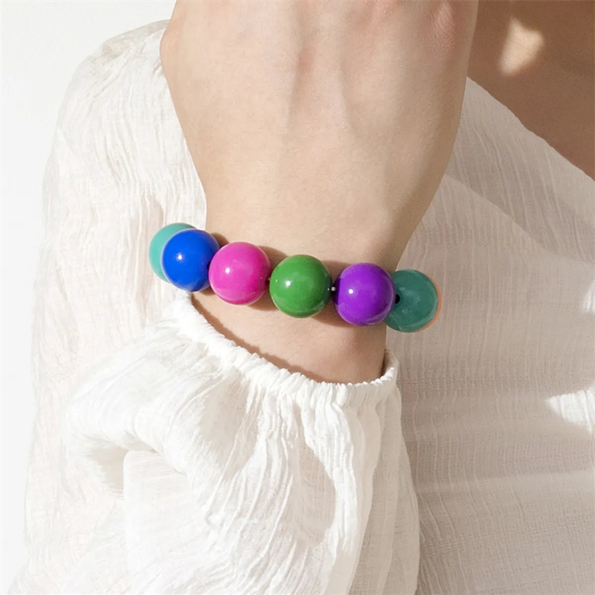 Casual Simple Style Solid Color Arylic Beaded Women's Bracelets